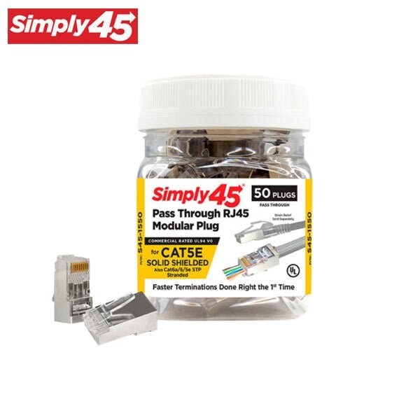 Pass Through Shielded - Cat5e STP (internal ground) - 50pc Jar